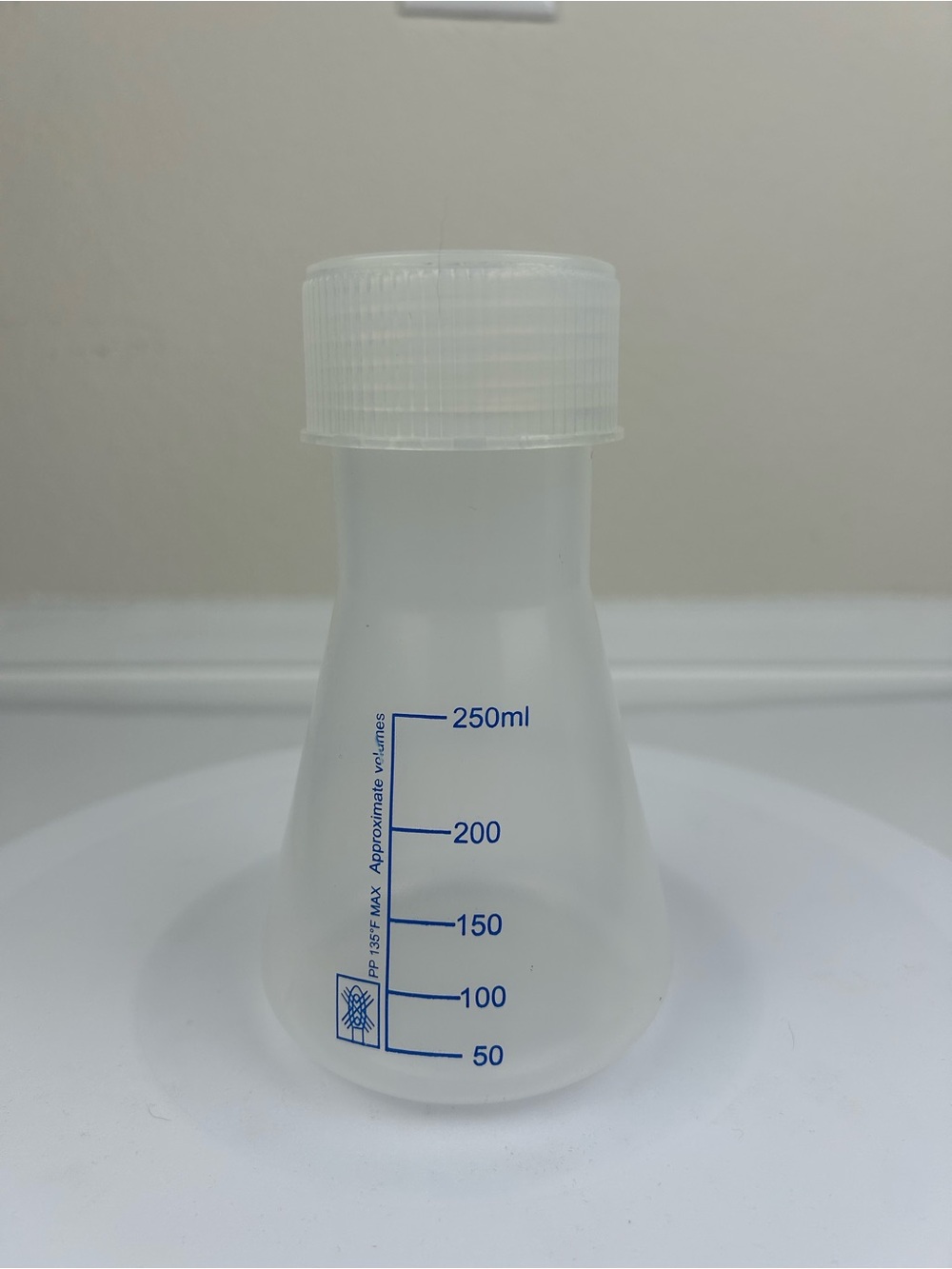 FINAL SALE! Erlenmeyer Flask Polypropylene, 250ml, screw cap & graduations